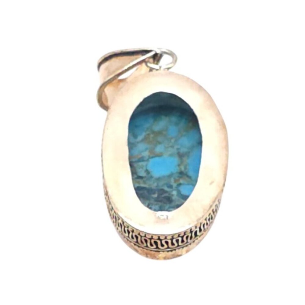 Sterling Silver 925 Pendant With Oval Turquoise Stone - Picture 3 of 7